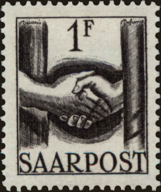 Front view of Saar 190 collectors stamp