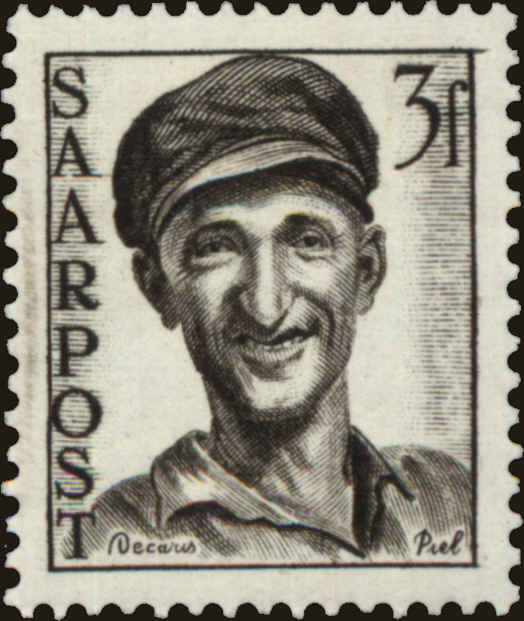 Front view of Saar 192 collectors stamp