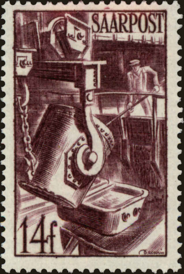 Front view of Saar 198 collectors stamp