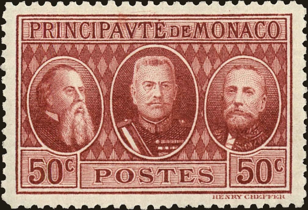 Front view of Monaco 100 collectors stamp