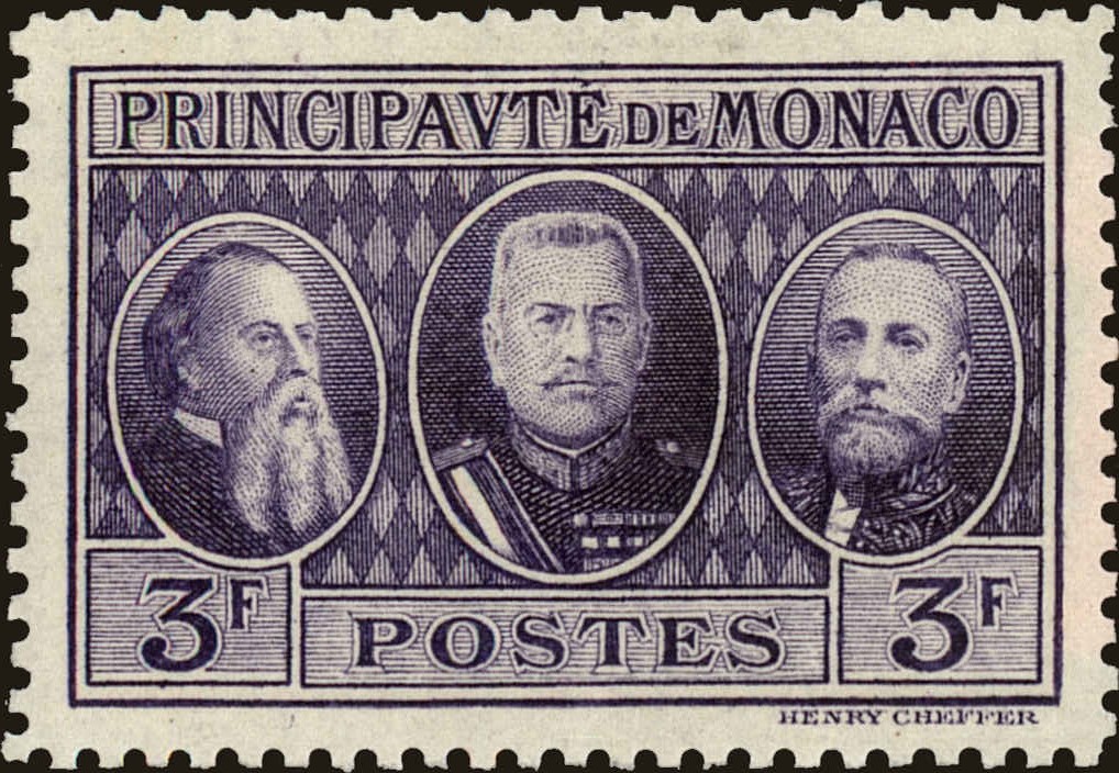 Front view of Monaco 102 collectors stamp