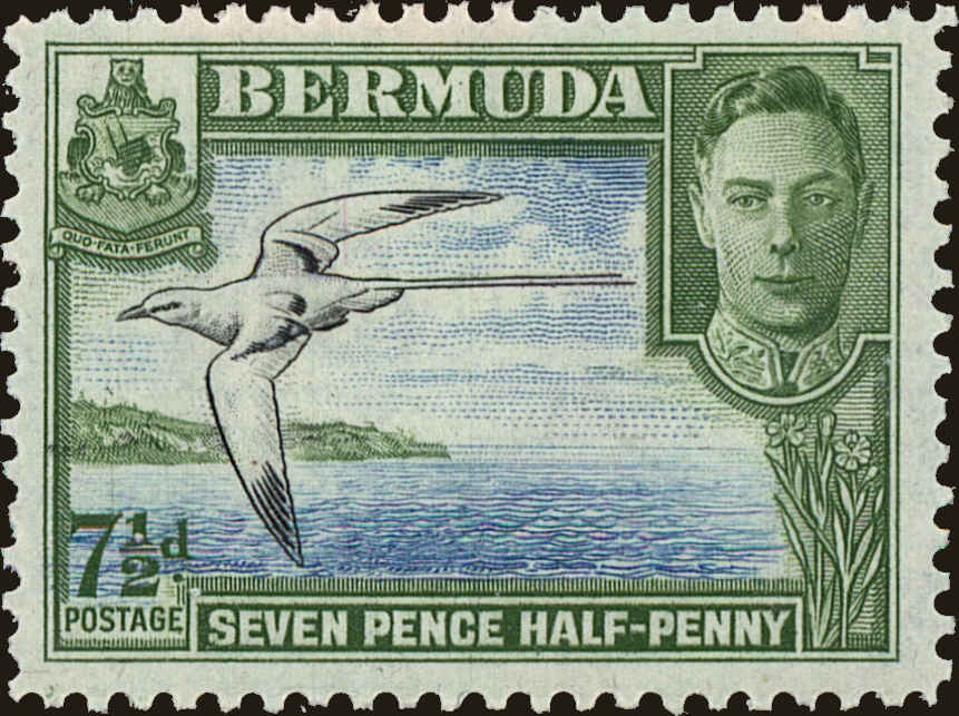 Front view of Bermuda 121D collectors stamp