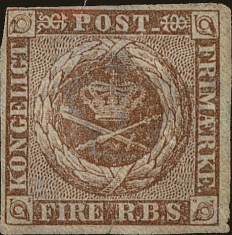 Front view of Denmark 2b collectors stamp