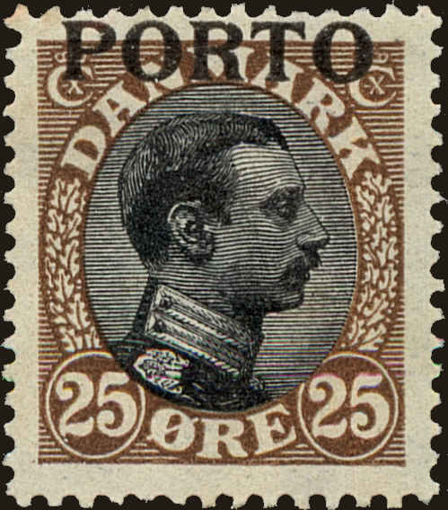 Front view of Denmark J6 collectors stamp
