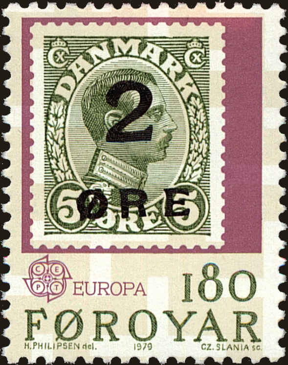Front view of Faroe Islands 44 collectors stamp
