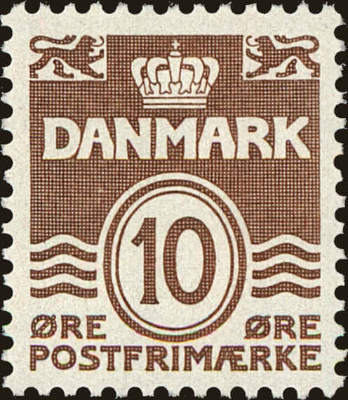 Front view of Denmark 229 collectors stamp