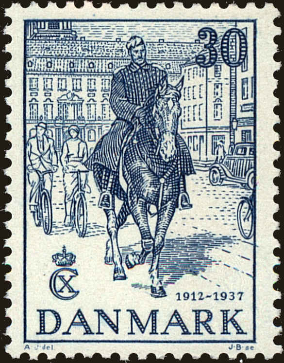 Front view of Denmark 261 collectors stamp