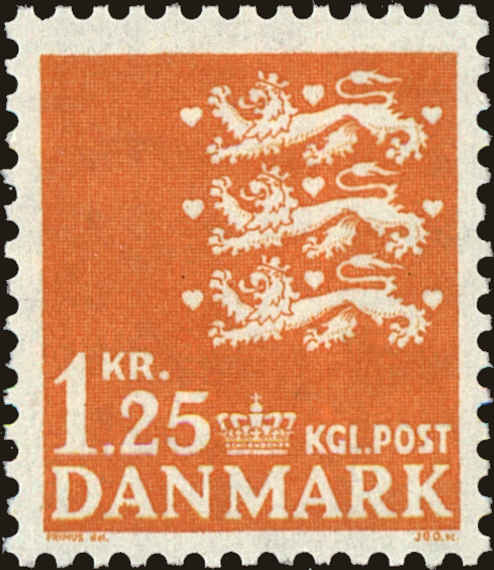 Front view of Denmark 397 collectors stamp