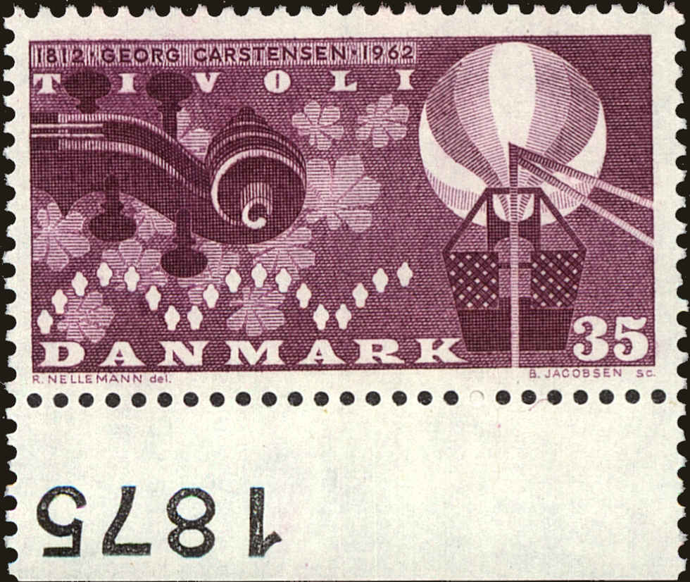Front view of Denmark 404 collectors stamp