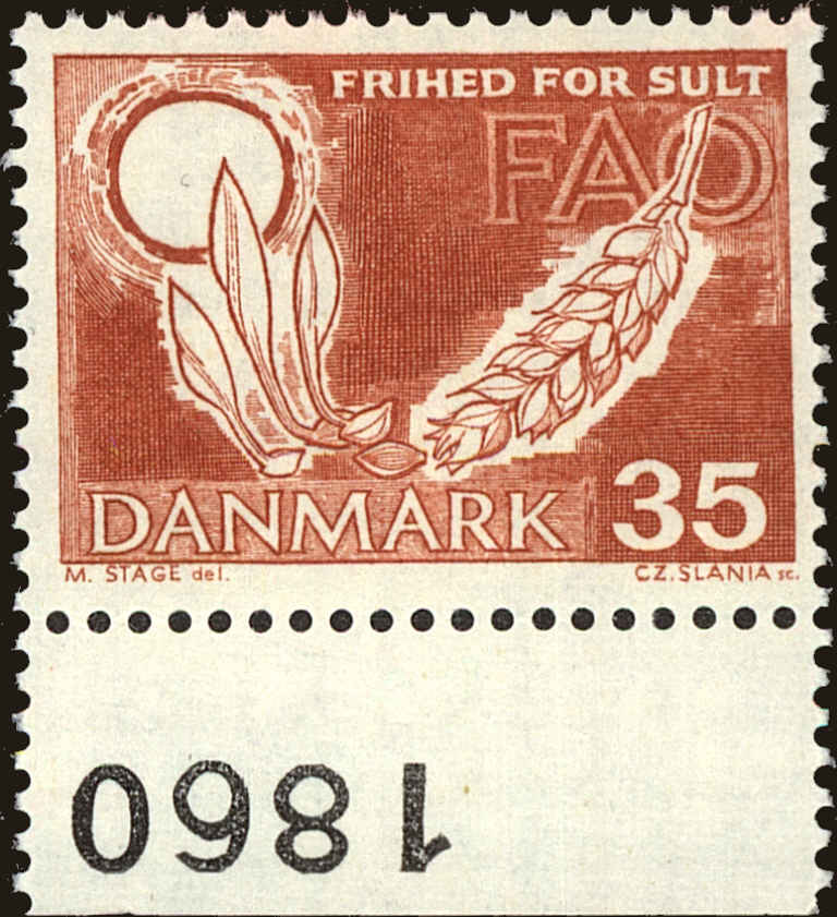 Front view of Denmark 406 collectors stamp