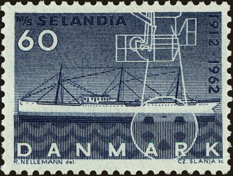 Front view of Denmark 403 collectors stamp