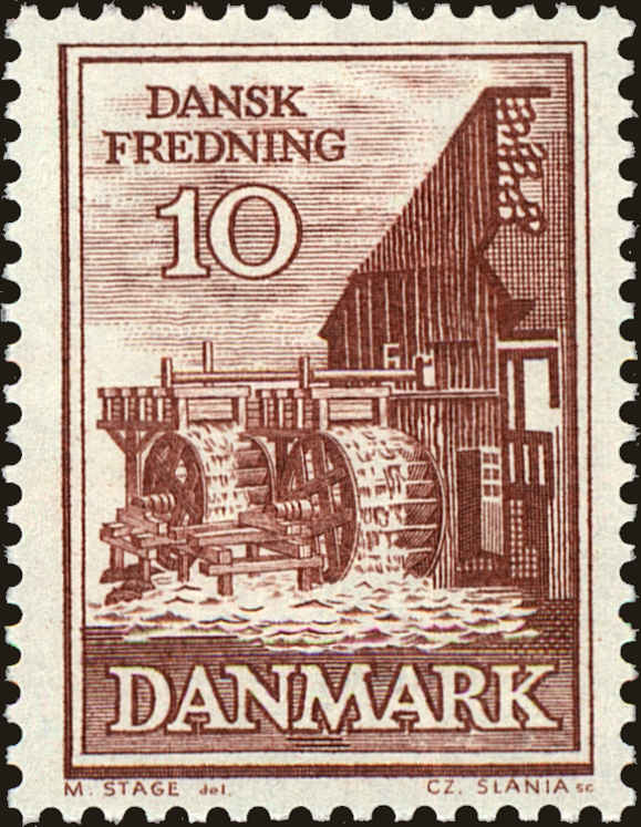 Front view of Denmark 402 collectors stamp