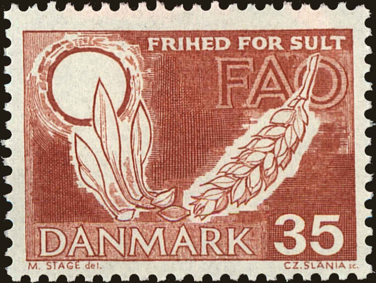 Front view of Denmark 406 collectors stamp