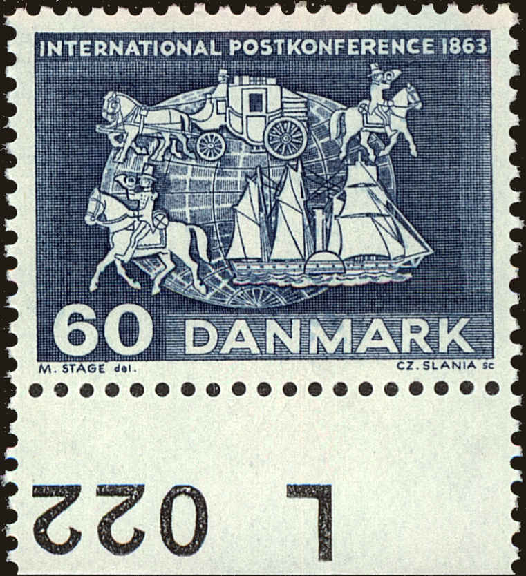 Front view of Denmark 408 collectors stamp
