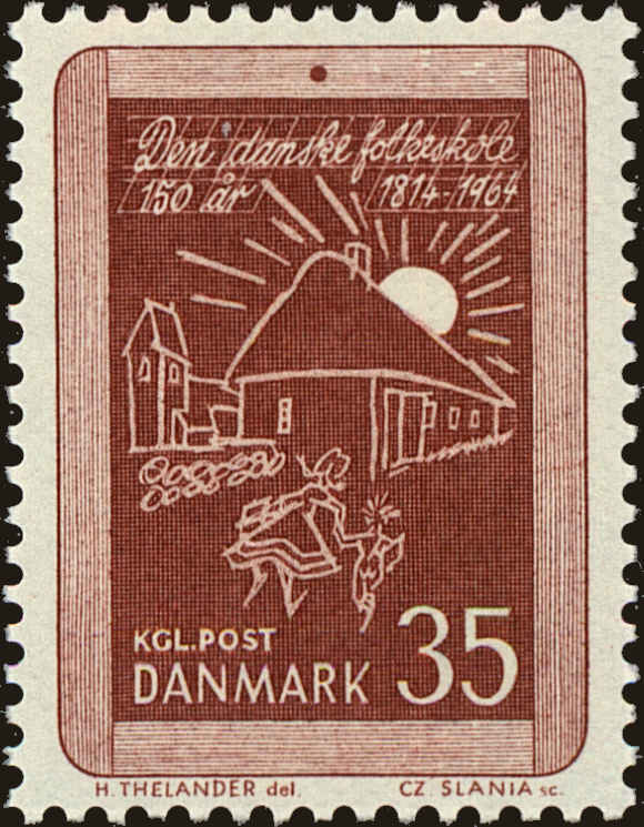 Front view of Denmark 411 collectors stamp