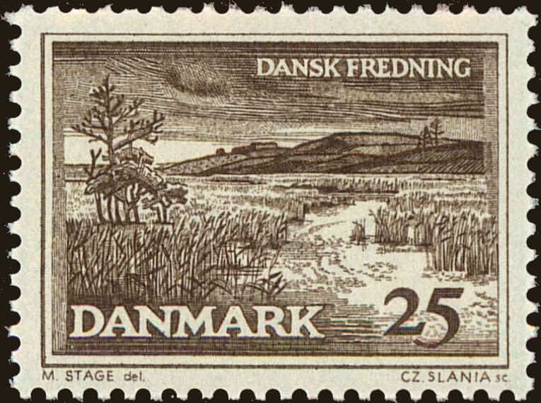 Front view of Denmark 414 collectors stamp