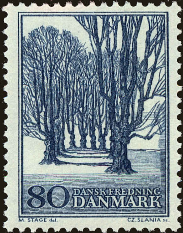 Front view of Denmark 428 collectors stamp