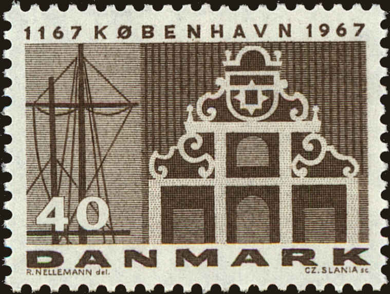 Front view of Denmark 433 collectors stamp