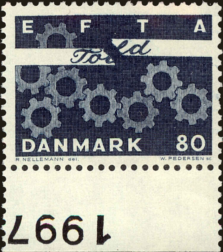 Front view of Denmark 431 collectors stamp