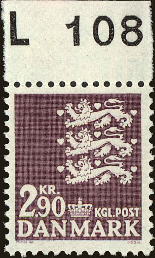 Front view of Denmark 444 collectors stamp
