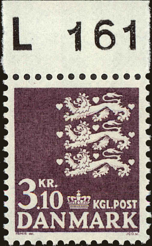 Front view of Denmark 444B collectors stamp