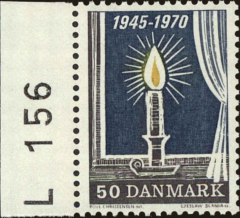 Front view of Denmark 475 collectors stamp