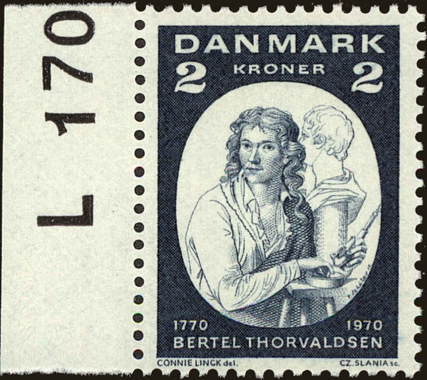 Front view of Denmark 477 collectors stamp