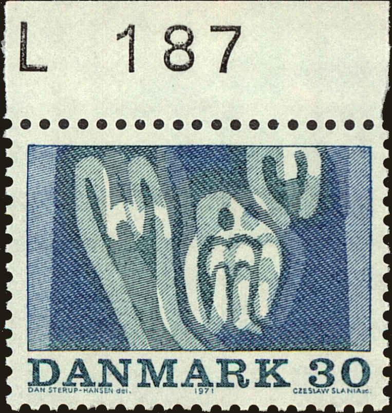 Front view of Denmark 482 collectors stamp