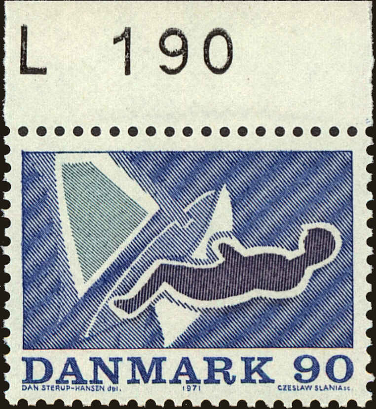 Front view of Denmark 485 collectors stamp