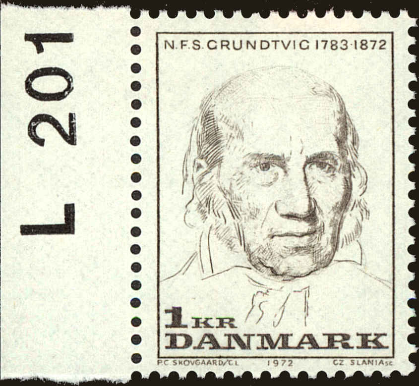 Front view of Denmark 490 collectors stamp