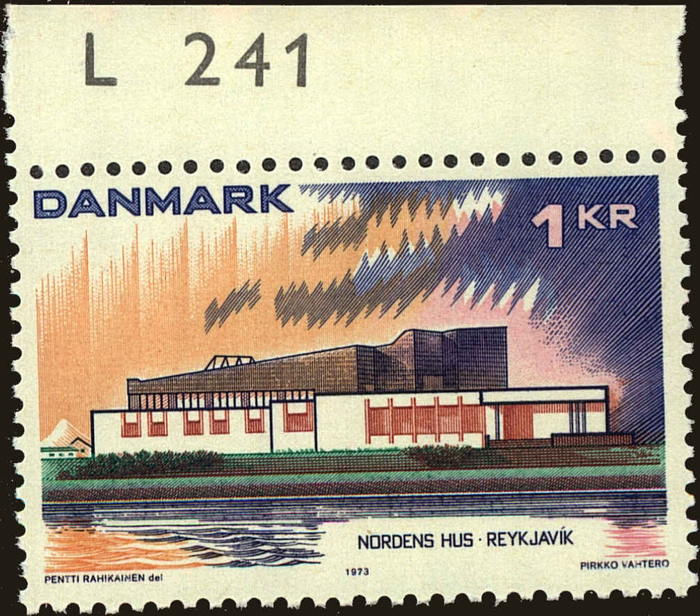 Front view of Denmark 523 collectors stamp