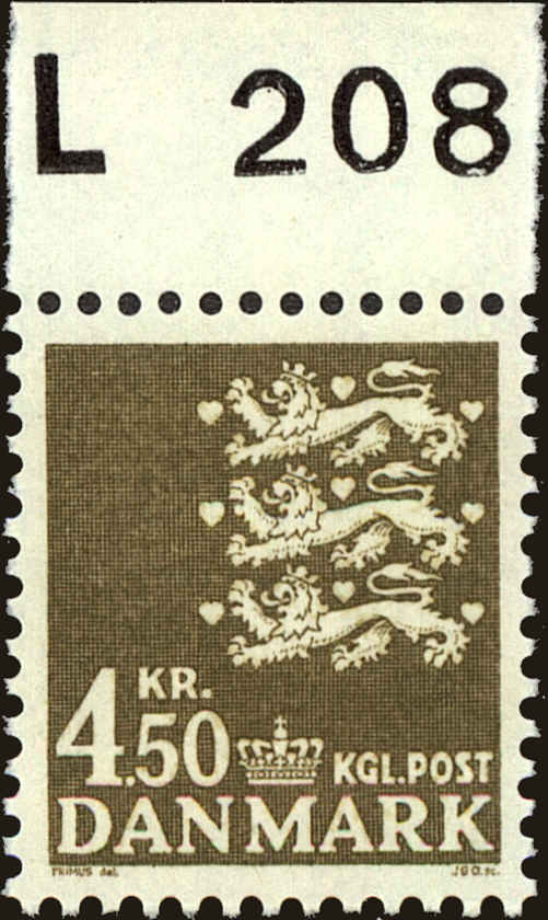Front view of Denmark 502 collectors stamp