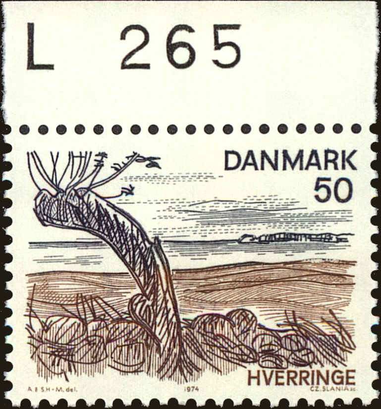 Front view of Denmark 553 collectors stamp