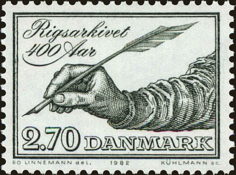 Front view of Denmark 726 collectors stamp