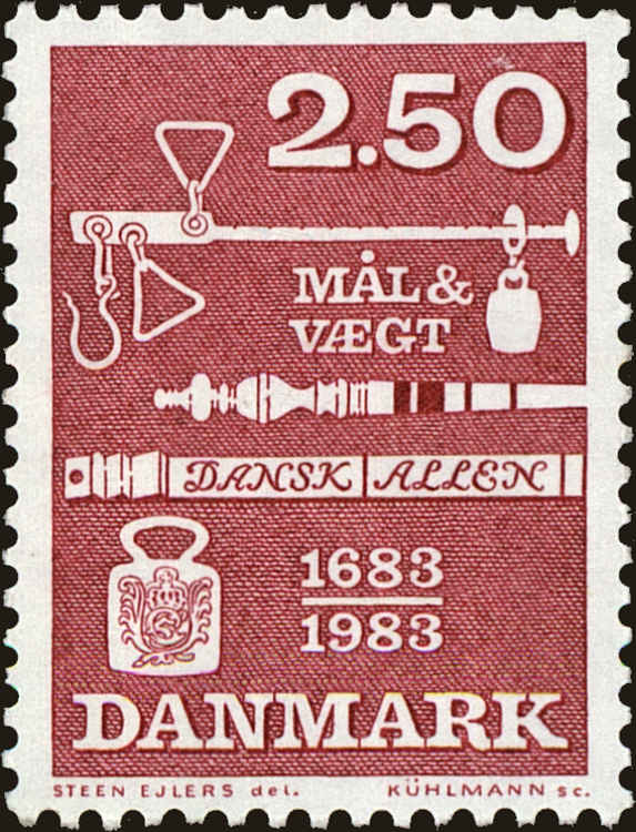 Front view of Denmark 740 collectors stamp