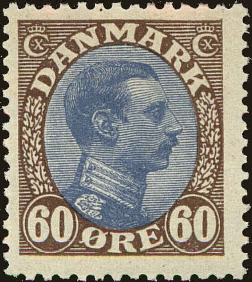 Front view of Denmark 123 collectors stamp