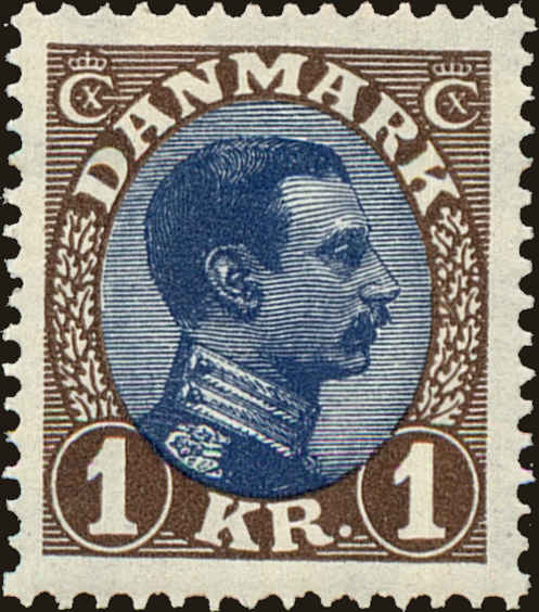 Front view of Denmark 128 collectors stamp