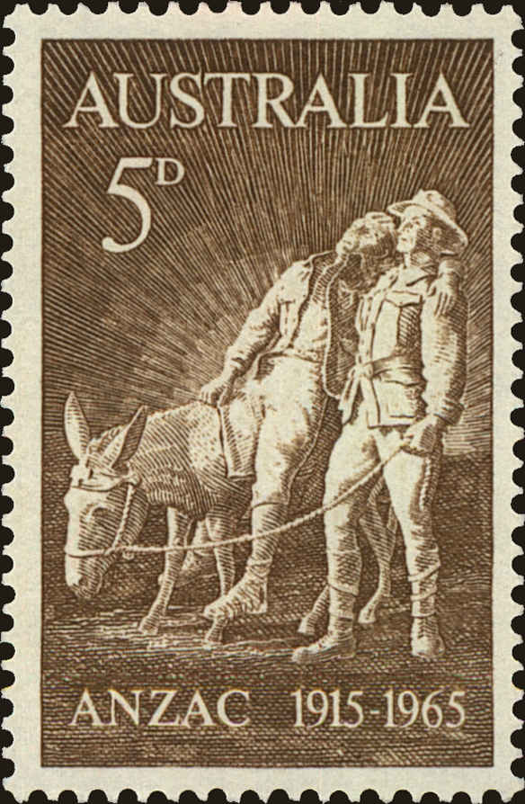 Front view of Australia 385 collectors stamp