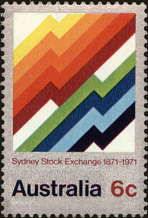Front view of Australia 497 collectors stamp