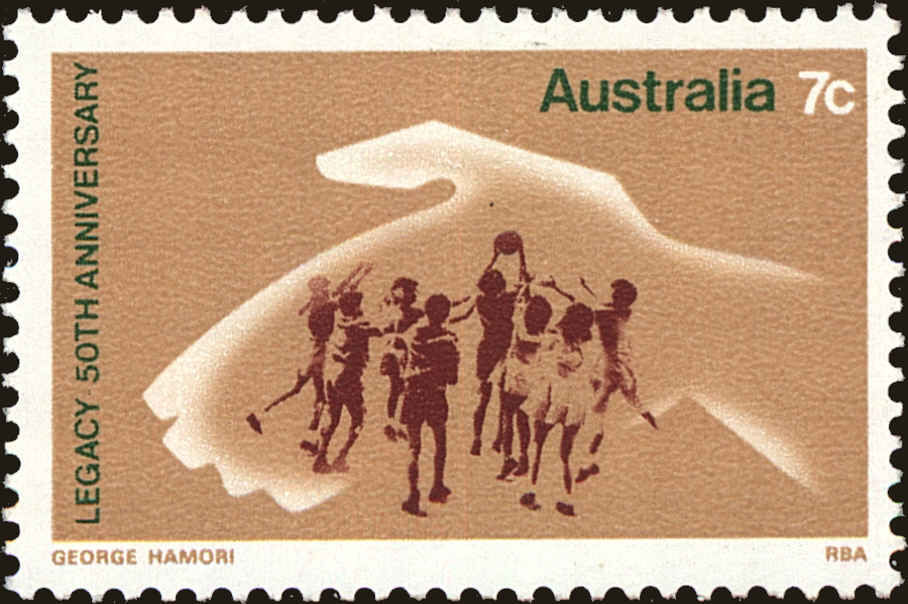 Front view of Australia 581 collectors stamp
