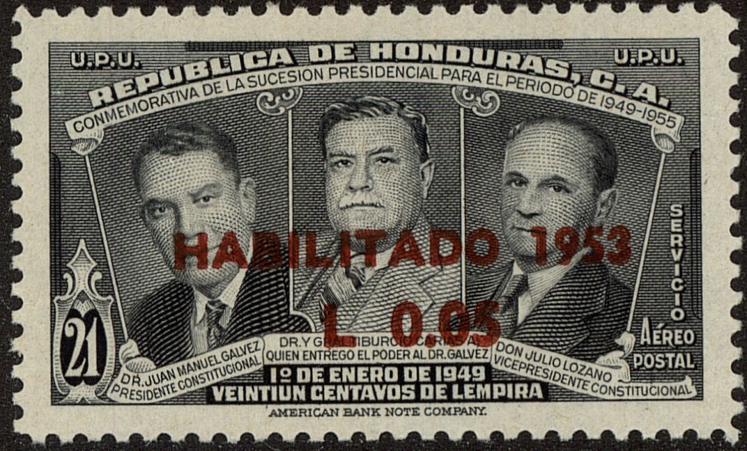 Front view of Honduras C206 collectors stamp