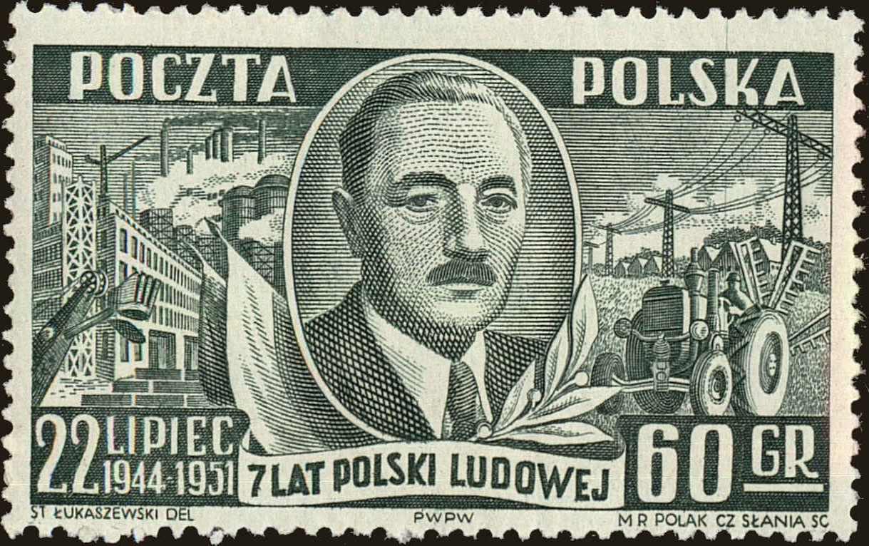 Front view of Polish Republic 519 collectors stamp