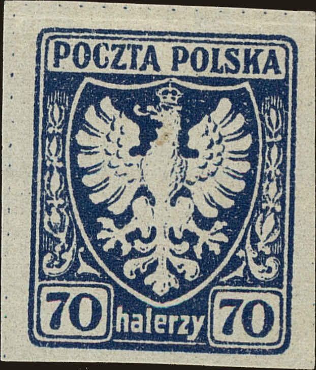 Front view of Polish Republic 70 collectors stamp