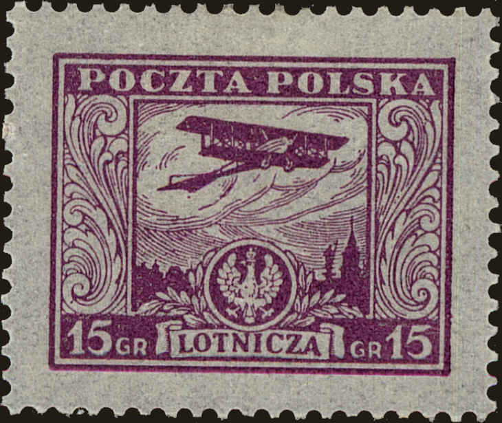 Front view of Polish Republic C6 collectors stamp