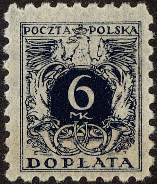 Front view of Polish Republic J43 collectors stamp