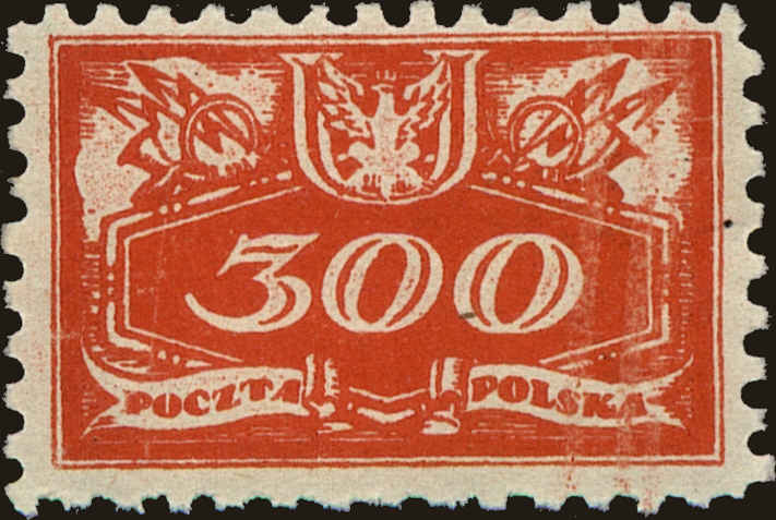 Front view of Polish Republic O10 collectors stamp