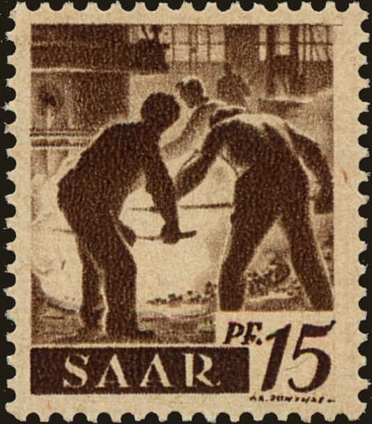 Front view of Saar 160 collectors stamp