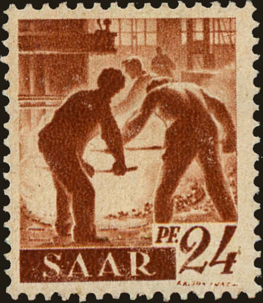 Front view of Saar 163 collectors stamp