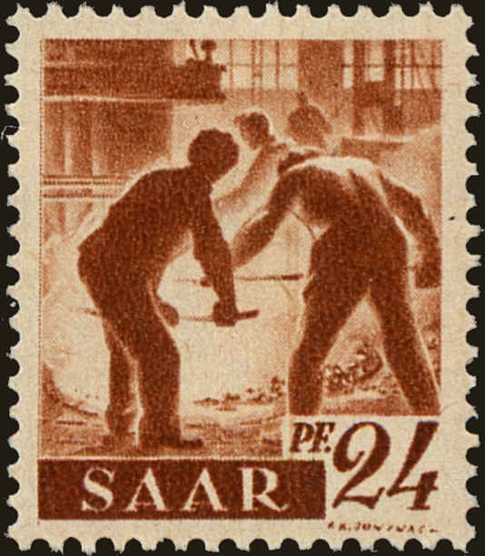 Front view of Saar 163 collectors stamp