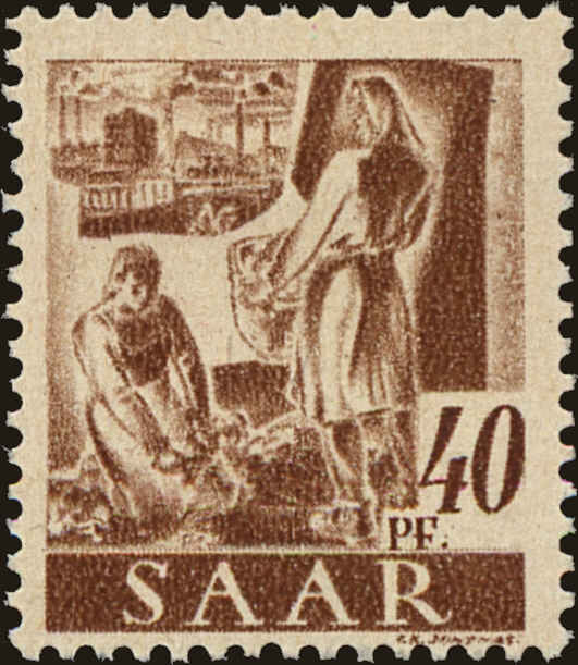 Front view of Saar 166 collectors stamp